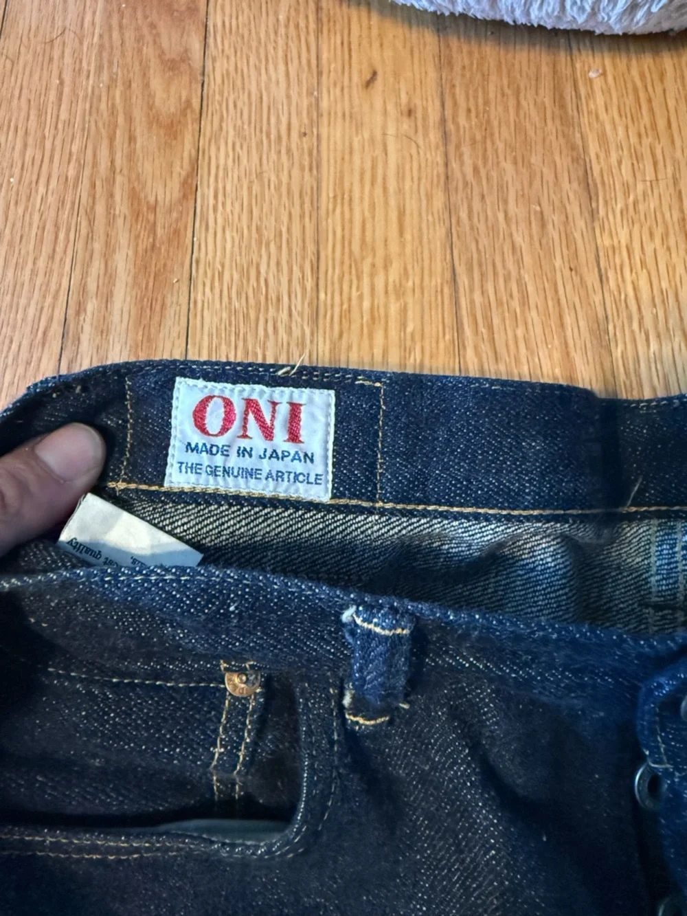 Oni denim. 12oz Kiraku summer weave selvedge japanese